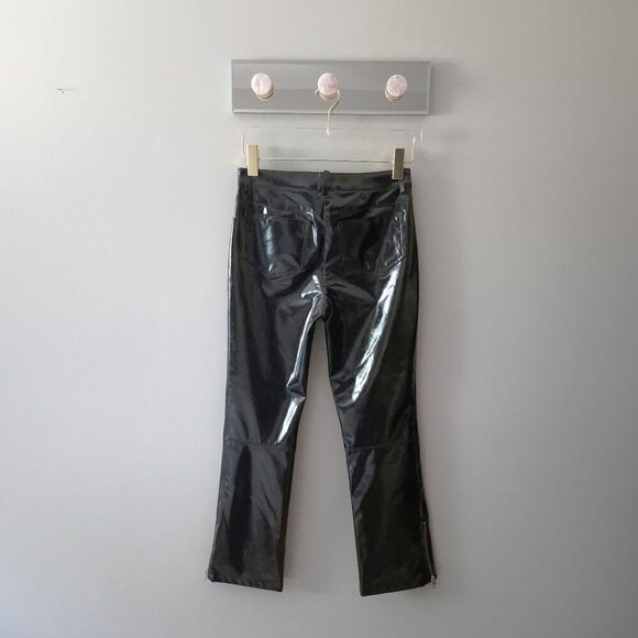 NWOT Maje black faux patent vinyl high-rise, straight leg, cropped trouser pants - Picture 9 of 11
